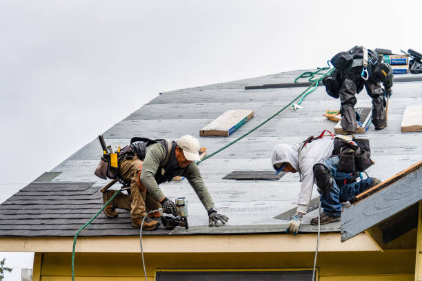 Professional Storm Damage Roof Repair technician working in West Chesterfield, NH